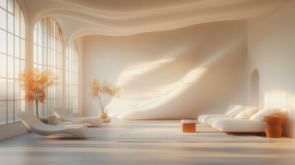 Poster - Serene Sanctuary: Sunlit Modern Minimalist Interior Design 