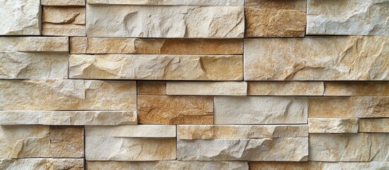 Aufkleber - Neatly arranged natural stone wall highlighting earthy hues and textures perfect for architectural and interior design projects
