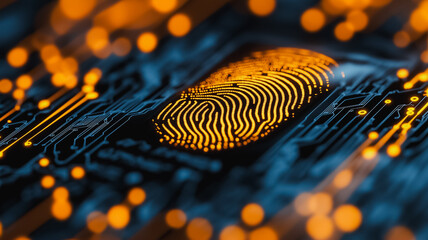 Poster - Fingerprint on Circuit Board: Biometric Security 