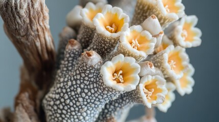 Poster - Pachypodium succulent flower close up showcasing unique textures and vibrant petals in a natural setting
