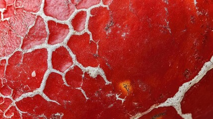 Poster - Overripe red cucumber texture with white cracks showcasing natural organic detail in close-up photography for creative design use