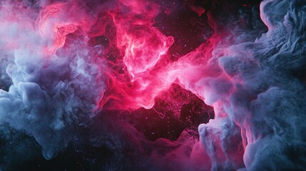 Aufkleber - Abstract pink and purple smoke clouds with bright fire light effects on a dark background for creative and artistic designs.