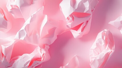 Poster - Textured pink crumpled paper background creating a soft and delicate atmosphere for design and creative projects