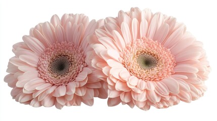 Aufkleber - Delicate pink gerbera daisies beautifully arranged on a pure white background showcasing their vibrant petals and intricate details.