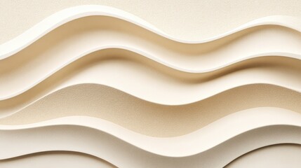 Poster - Abstract wavy textures of layered beige paper creating a minimalist background ideal for text placement and design projects.