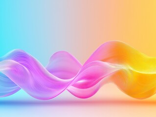 Poster - Vibrant Colorful Waves of Light Flowing in Soft Gradient Tones of Pink, Purple, Yellow and Blue for Abstract Background Design