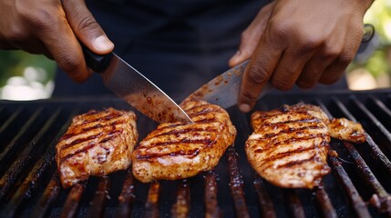 Poster - Grilling Grilled Pork Chops with Healthy Nutrition Information on Barbecue Preparation