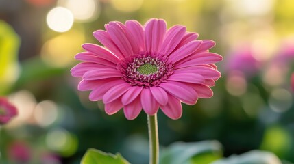 Poster - Pink flower in backlight with bokeh effect creating a dreamy and vibrant nature scene for floral and outdoor themed projects