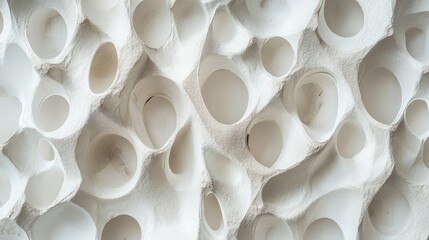 Leinwandbilder - Textured abstract close-up of white porous material resembling an egg carton surface for background or design use
