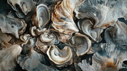 Poster - Oysters Ready for Culinary Use Fresh Seafood Ingredients Textures Natural Food Photography