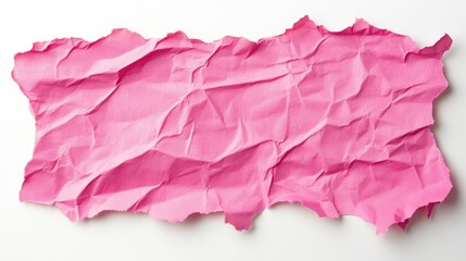 Poster - Crumpled pink paper sheet on white background ideal for creative design decoration or artistic projects