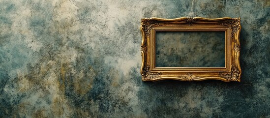 Aufkleber - Ornate golden picture frame on a textured grunge wall perfect for artistic presentations and creative photography showcases