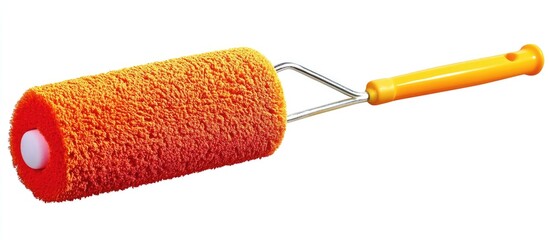 Aufkleber - Ergonomic paint roller brush with vibrant orange color perfect for home improvement and DIY painting projects