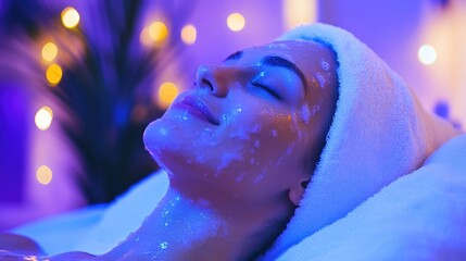 Poster - Relaxed individual experiencing a soothing balneotherapy session with serene lighting and calming ambiance in a spa environment