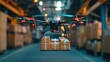 © Muhawaii - A sleek drone delivery system in action, with parcels neatly organized for transport, digital, vibrant and dynamic