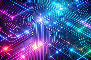 Poster - Abstract glowing circuit board.