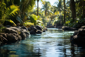 Wall Mural - This video takes viewer to a tropical paradise displaying abundant plant life pristine water and a lively atmosphere that promotes relaxation and revitalization in this unique sanctuary