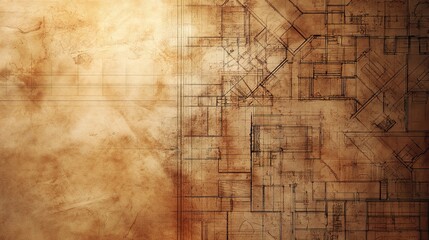 Poster - Detailed Architectural Blueprint on Textured Background