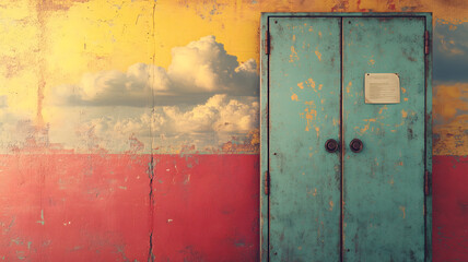 Poster - Teal Door, Vibrant Wall Mural 