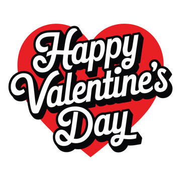 A Simple Happy Valentine's Day Vector Typography  Design.