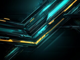 Abstract Teal And Gold Futuristic Technology Design