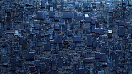 Poster - Digital Circuit Board Pattern in Dark 3D Rendering Design