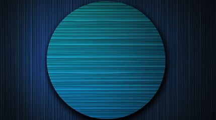 Wall Mural - Elegant circular wooden panel with a gradient blue texture against a striped navy blue background