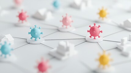 Poster - a network diagram illustrating the spread of a virus through a population, with nodes representing i