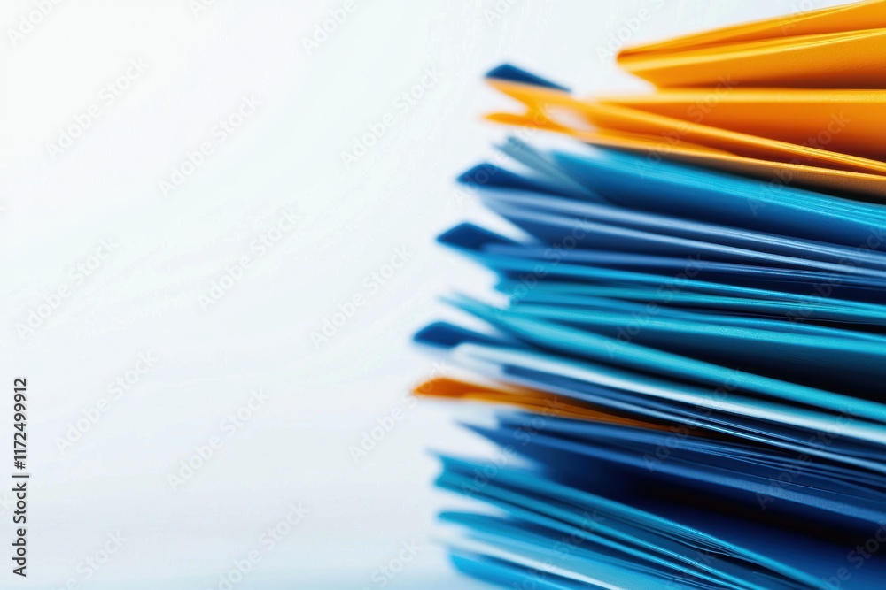 Stack of office folders in bold colors, minimalist design highlighting ...
