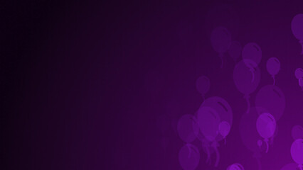 Poster - Purple party balloon shapes are moving from the bottom right of a gradient grid abstract background, horizontal composition. Party background for graphic design.