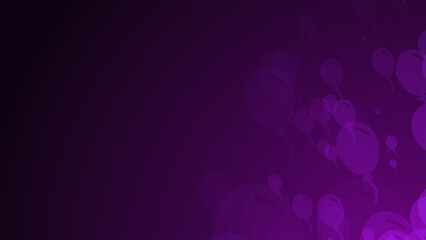 Poster - Purple party balloon shapes are moving from the bottom right of a gradient grid abstract background, horizontal composition. Party background for graphic design.