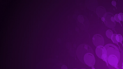 Poster - Purple party balloon shapes are moving from the bottom right of a gradient grid abstract background, horizontal composition. Party background for graphic design.