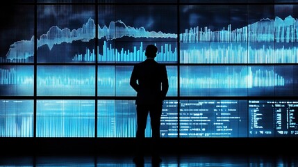 Poster - Business Professional Analyzing Real Time Financial Data Visuals