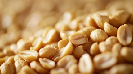 Poster - Peeled roasted peanuts displayed up close offer a detailed view showcasing the texture and color of peeled roasted peanuts in a visually appealing manner. Enjoy the delightful allure of peeled roasted