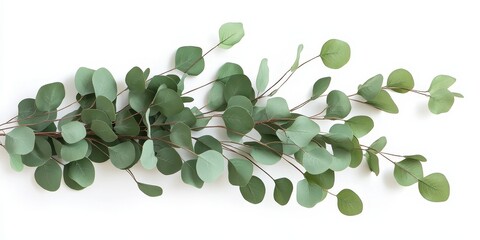 Poster - Green eucalyptus branch displayed on a white background, showcasing the beauty of the green eucalyptus branch. This vivid green eucalyptus branch adds a touch of nature to any design.