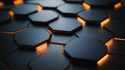 Fototapete - Dark Hexagon Abstract Background 