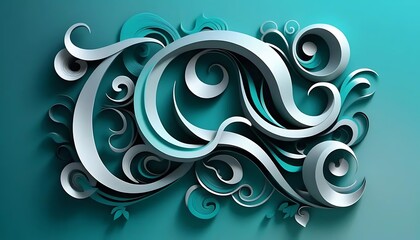 Abstract White Paper Swirls Teal Background Design