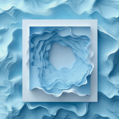Poster - Abstract Blue Waves: A mesmerizing 3D illustration of a square frame set against a backdrop of swirling, layered blue waves, creating a captivating sense of depth and movement.