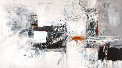 Poster - Abstract Artwork in Black and White with Colorful Accents