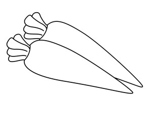 Cute cartoon hand drawn vector carrot or radish outline coloring page.