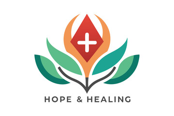 Poster - Minimalist logo design symbolizing hope and healing with vibrant colors and organic shapes, A minimalist logo evoking a sense of hope and healing, minimalist simple modern vector logo design
