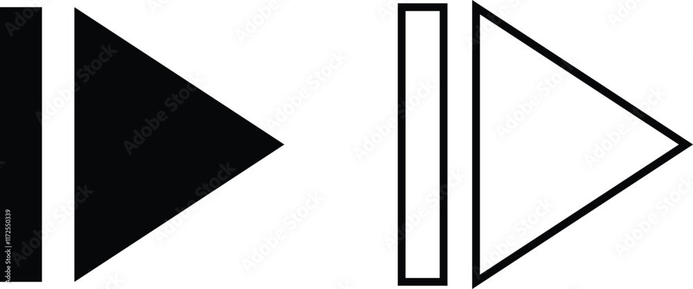 Media control icons set. Play fast next stop, forward, rewind symbols ...