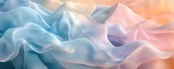 Poster - Pastel abstract background idea. Abstract fabric waves in soft pastel colors creating a fluid motion and serene atmosphere.