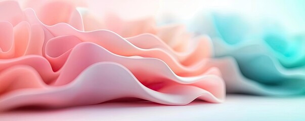 Leinwandbilder - Pastel abstract background idea. Delicate waves of fabric in soft pastel hues create a calming abstract background.