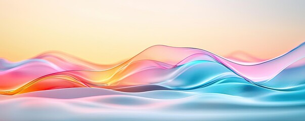 Poster - Pastel abstract background idea. Abstract waves in vibrant colors create a serene, dreamy landscape for creative projects.
