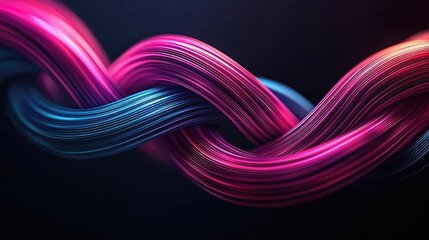 Poster - Neon abstract background idea. Vibrant, intertwined strands of colorful waves creating a dynamic visual effect.