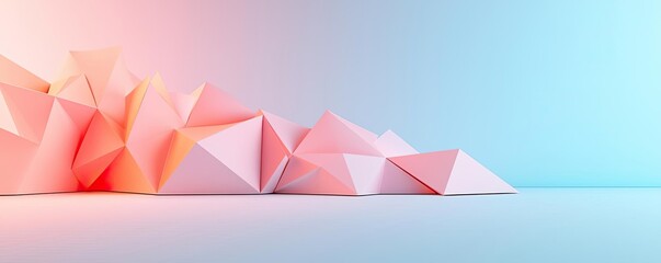 Poster - Pastel abstract background idea. Abstract geometric shapes in pink and blue create a modern artistic environment.