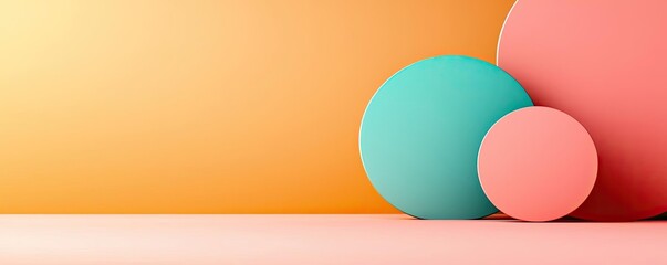 Poster - Pastel abstract background idea. Colorful 3D spheres in vibrant shades on a smooth surface create a modern aesthetic.