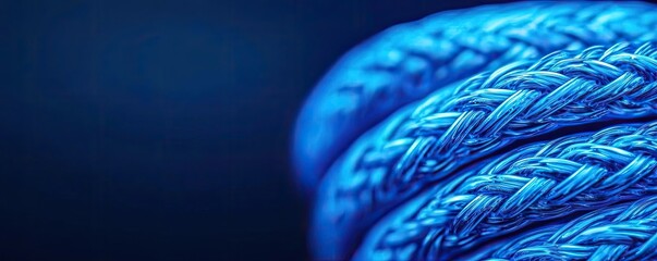 Poster - Neon abstract background idea. Close-up of textured blue rope showcasing strength and durability.