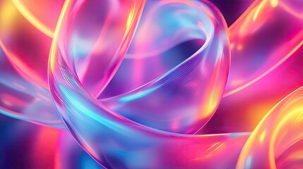 Poster - Neon abstract background idea. Vibrant abstract design showcasing colorful tubes and flowing patterns in a dynamic space.